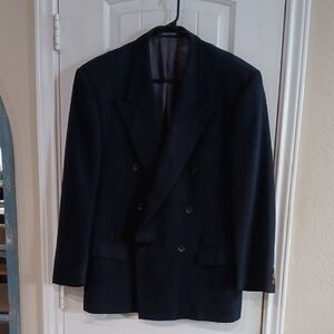Lubiam Blk Double-Breasted Men's Blazer BARNEYS N Y Viera Cloth